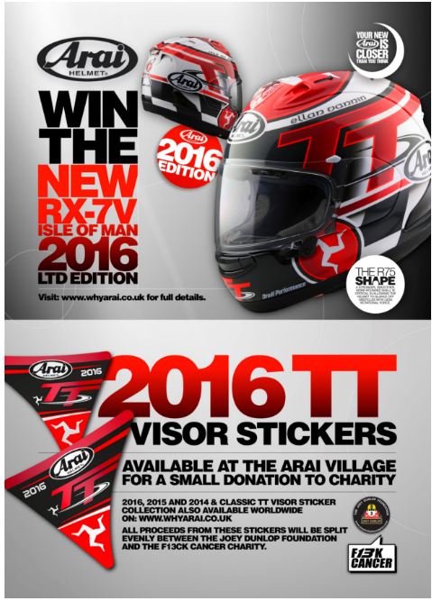 Donasikan dan Dapatkan stiker visor helm edisi terbatas Isle of Man TT 2016...!! 2 HELM ARAI Visor Sticker