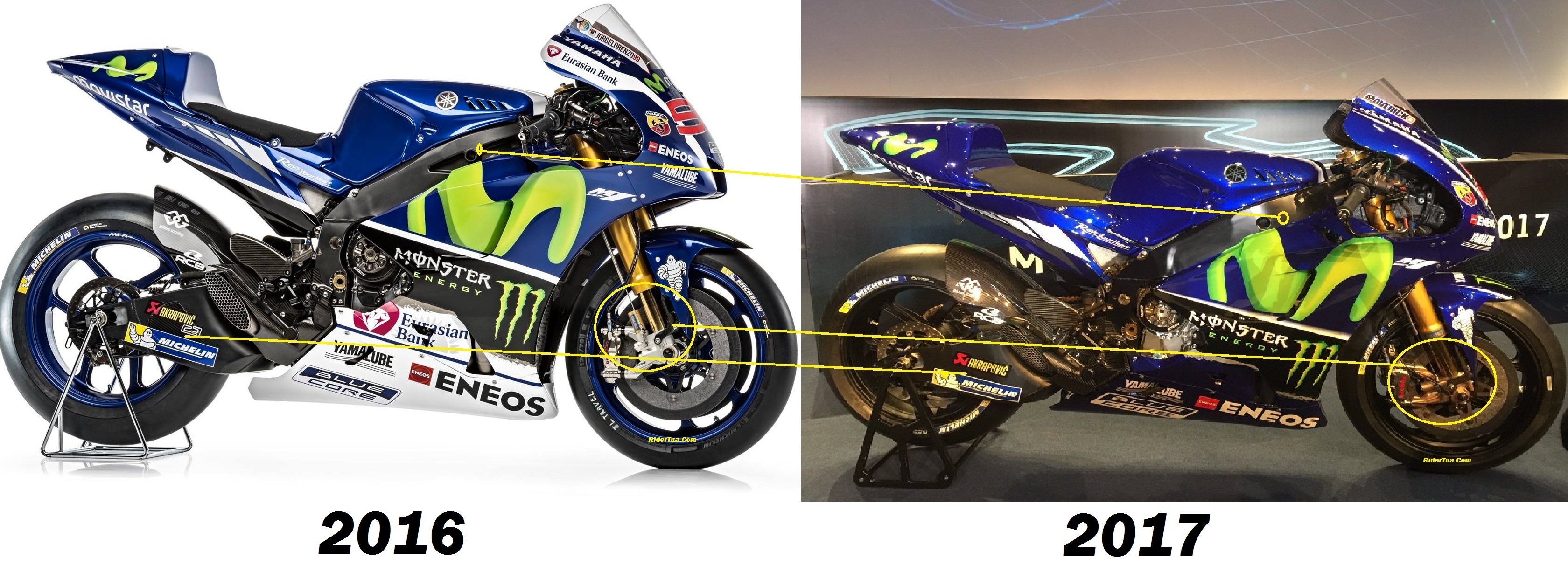 Perbedaan Mencolok Fisik Yamaha YZR M1 2016 dan 2017 3 M1 2017-2016
