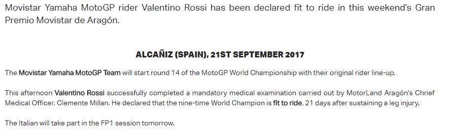 Valentino Rossi Aragon GP