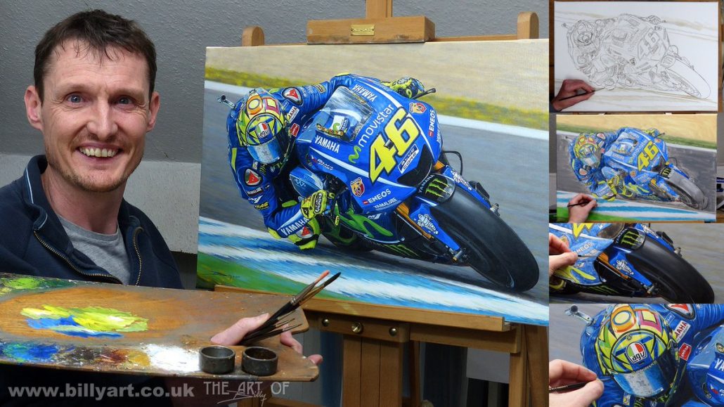 Lihatlah Lukisan Valentino Rossi Ini, Anda Akan Takjub Dibuatnya... Mirip Bangettt Gilaa..!!! 2 Valentino Rossi 2017 MotoGP- oil painting by Billy