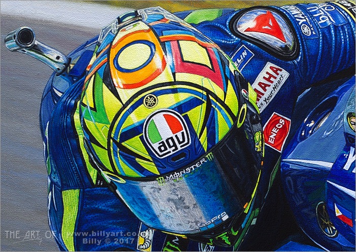 Lihatlah Lukisan Valentino Rossi Ini, Anda Akan Takjub Dibuatnya... Mirip Bangettt Gilaa..!!! 3 Valentino Rossi 2017 MotoGP oil painting by Billy detail 1