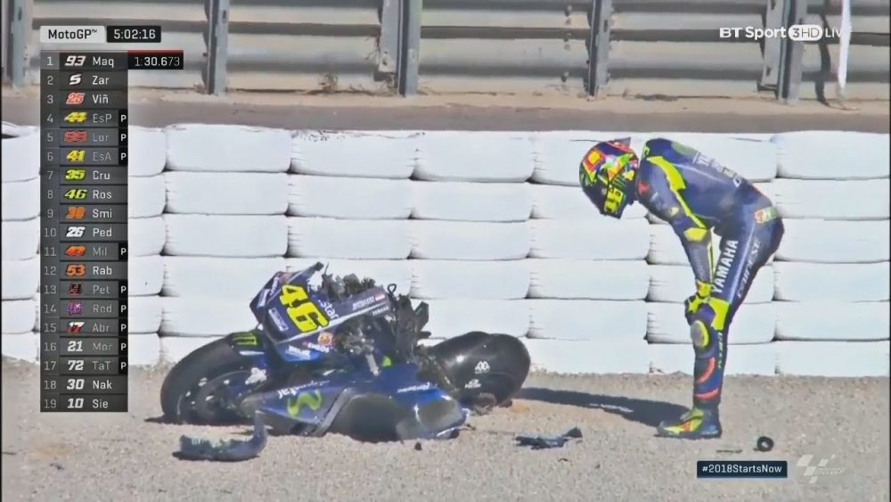 Rossi crash valencia test