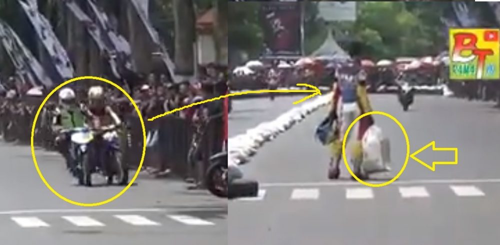 Dua Pembalap Ini Adu Fisik Saling Senggol dan Lempar Karung Hingga Crash !!! 1 dua pembalap adu fisik