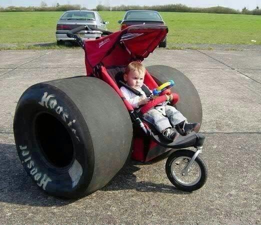 Inilah 10 Foto Kereta Dorong Bayi Custom Sepeda Motor .. Baby Zaman Now !! 4 Kereta bayi bigfoot truck