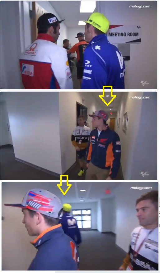Video : Rossi Menghindar Ketika Berpapasan dengan Marc Marquez Saat Meeting... Cieee Ciee.. !! 2 Marc Marquez Rossi