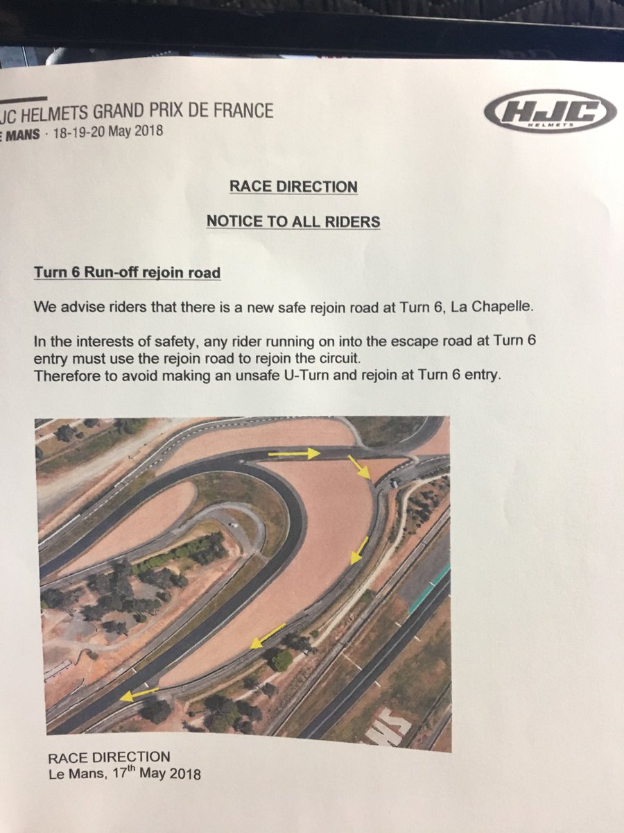 Aturan Jalur Aman Baru Trek Le Mans 2018 Tikungan La Chapelle 1 Jalur Trek untuk bergabung kembali