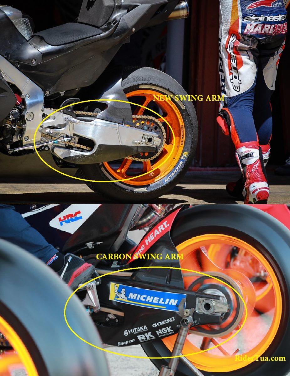 Penampakan Senjata Baru Swing Arm Non Karbon RC213V Marc Marquez 3 Swing arm baru RC213V marc Marquez Barcelona