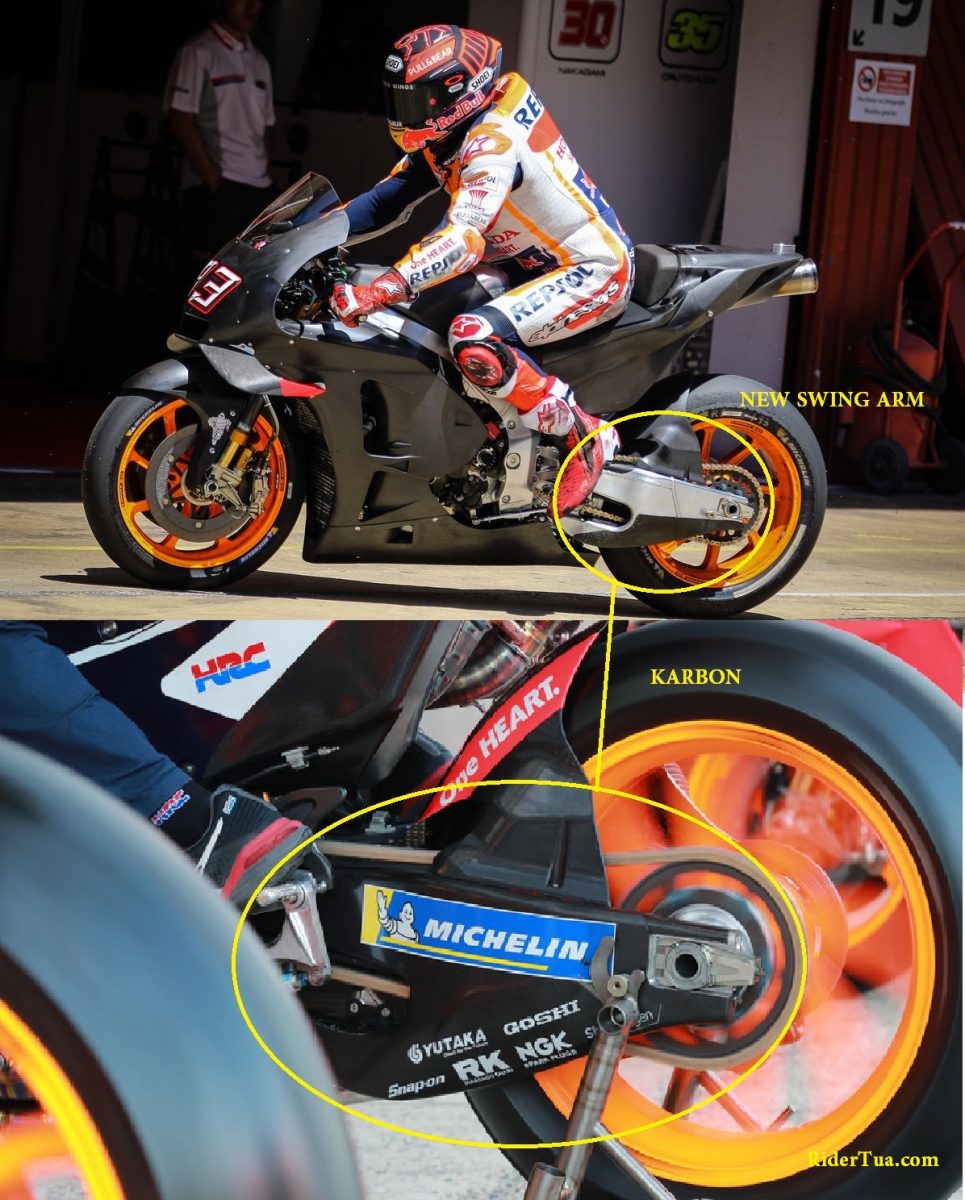 Penampakan Senjata Baru Swing Arm Non Karbon RC213V Marc Marquez 4 swing arm baru marc marquez barcelona