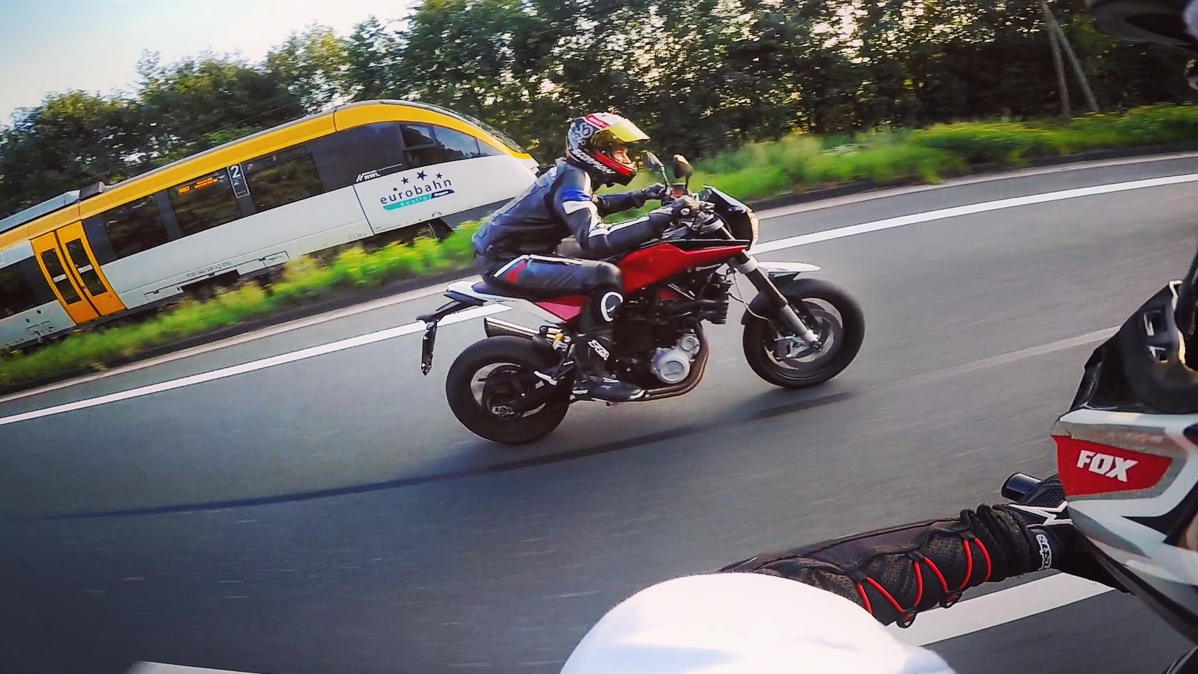 Motorcycle and train