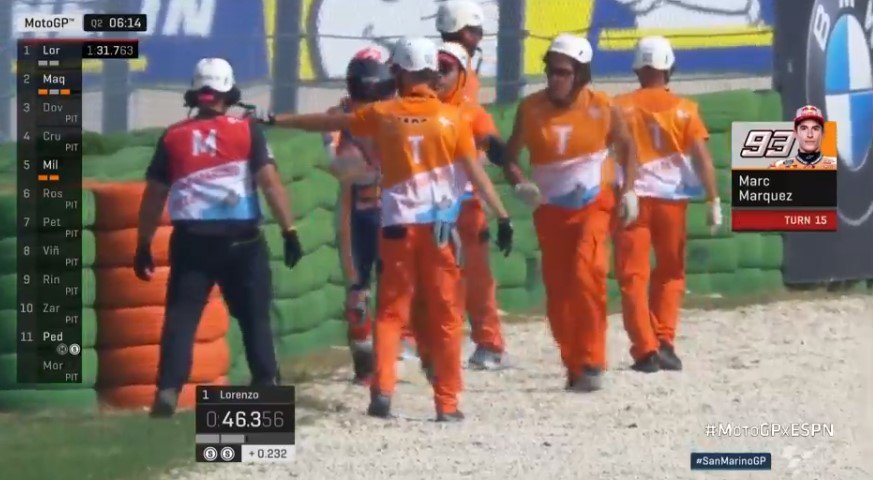 Marc Marquez jatuh di tikungan 15 dan tidak bisa melanjutkan kualifikasi