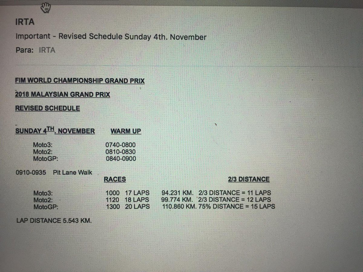 Jadwal race awal MotoGP Sepang Revisi