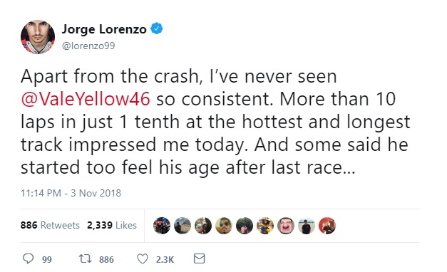 Jorge Lorenzo Terkesan Valentino Rossi