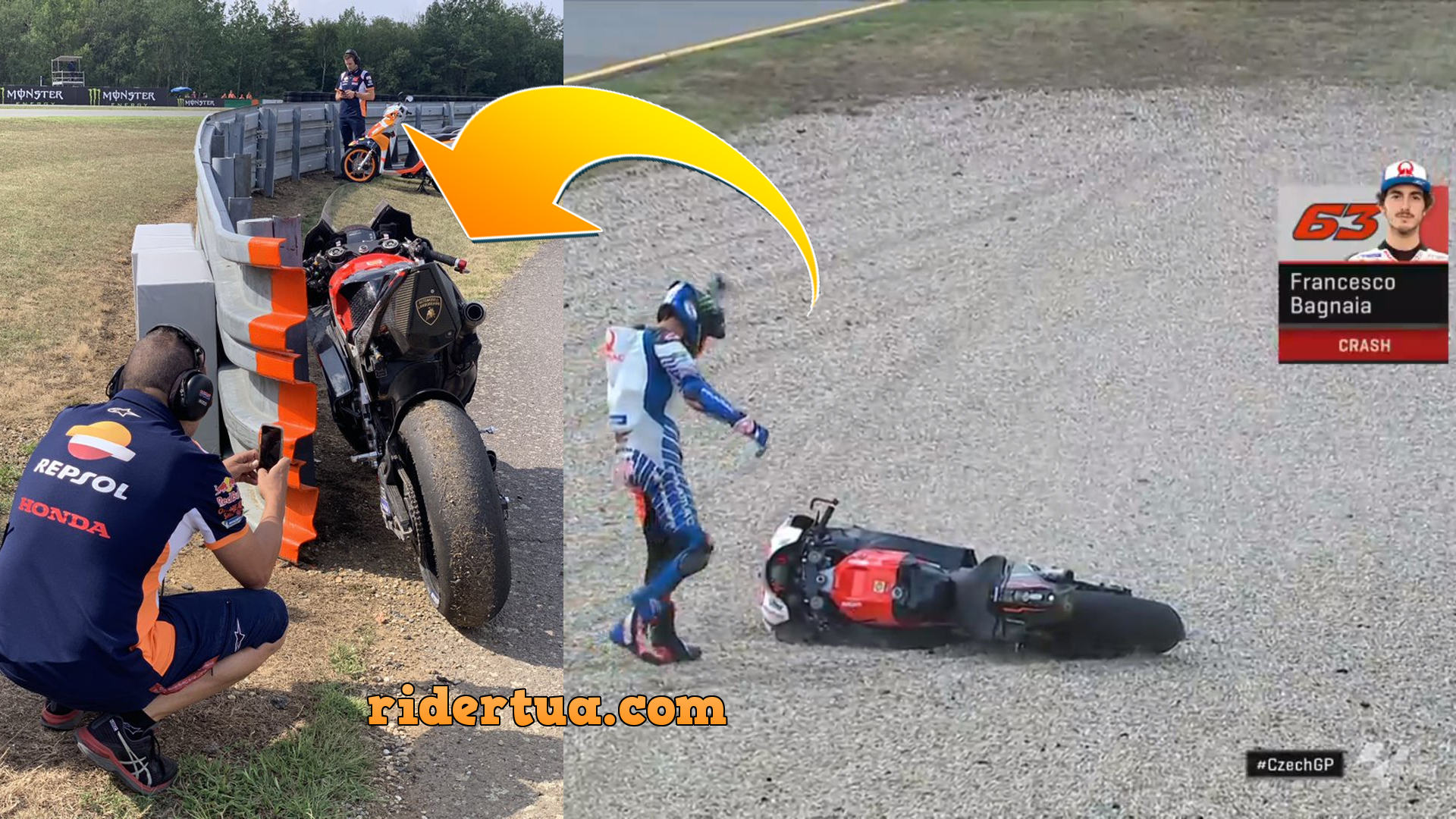 Francesco bagnaia jatuh Motornya Dimata matai Honda