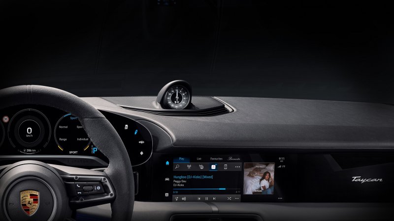 porsche taycan interior apple music