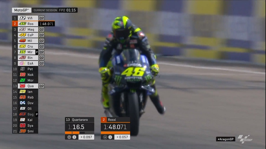 Hasil FP2 MotoGP Aragon: Serangan Balik Trio Yamaha, Vinales-Rossi-Fabio ! 2 Rossi Aragon FP2