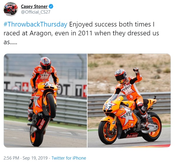 Salam dari Casey Stoner Buat Penggemar MotoGP Aragon