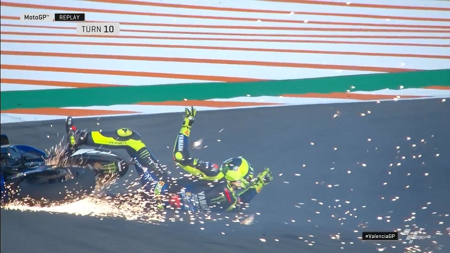 Hasil FP2 MotoGP Valencia: Quartararo Tercepat Lagi, Zarco 10 Besar, Rossi? 2 Valentino Rossi crash FP2