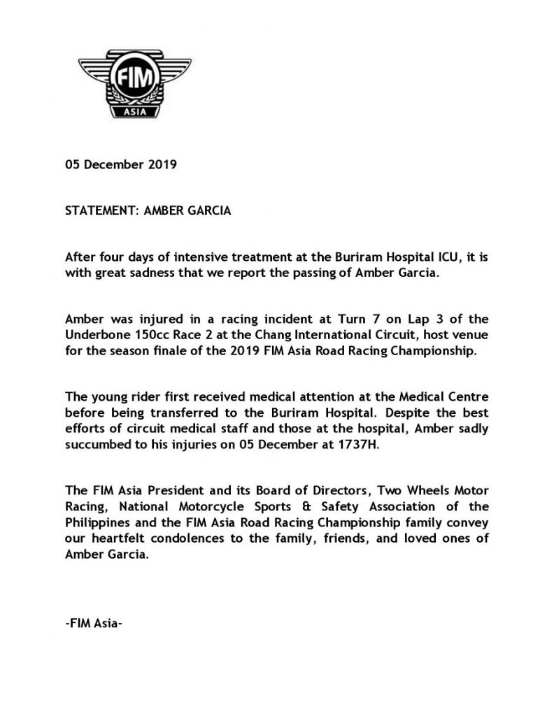 Berita Duka: Amber Garcia Torres Meninggal Akibat Kecelakaan di Sirkuit Chang - Thailand 3 Amber Garcia Torres Meninggal