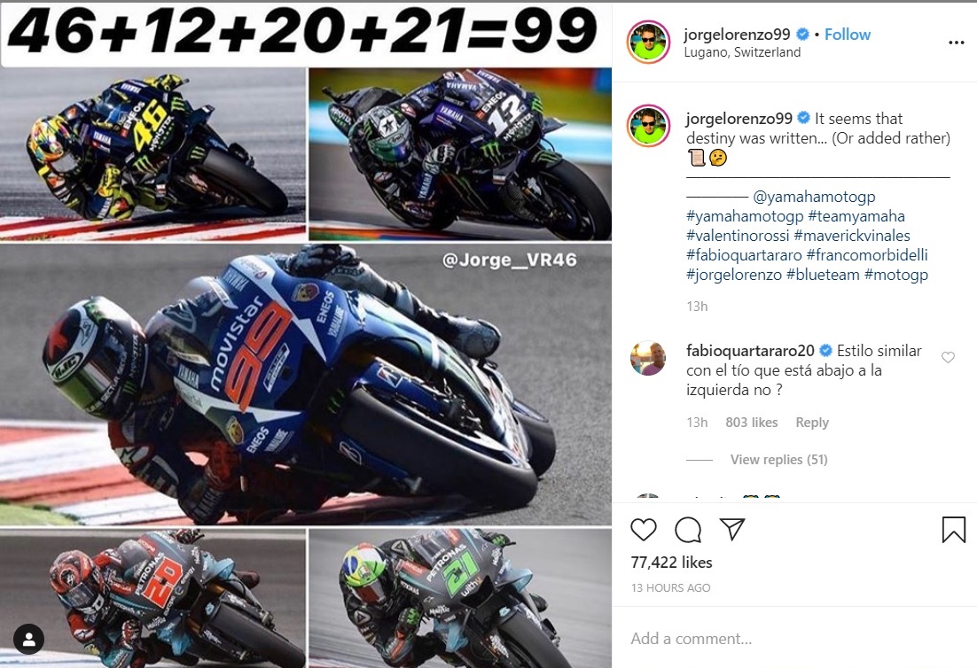 Nomor Cantik Skuad Yamaha: Lorenzo Ditakdirkan ke Yamaha? 3 Jorge Lorenzo Fabio Quartararo