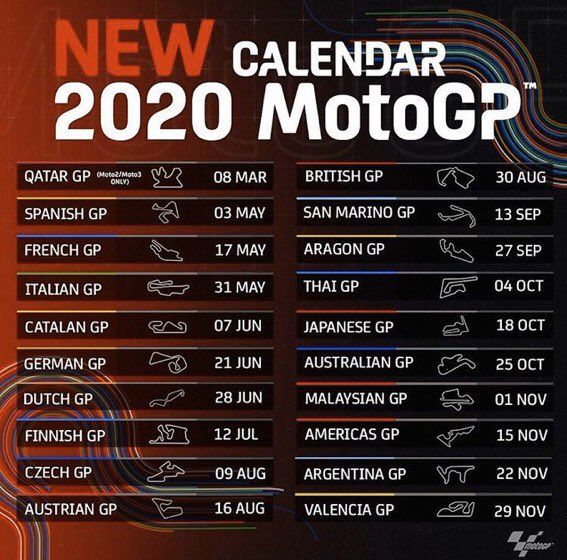 Jadwal MotoGP 2020 Terbaru: Argentina Mundur Juga, Valencia Kena Imbasnya! 1 Kalender MotoGP 2020 3