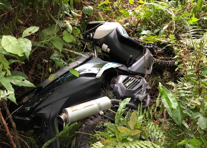 yamaha xeon jatuh di hutan