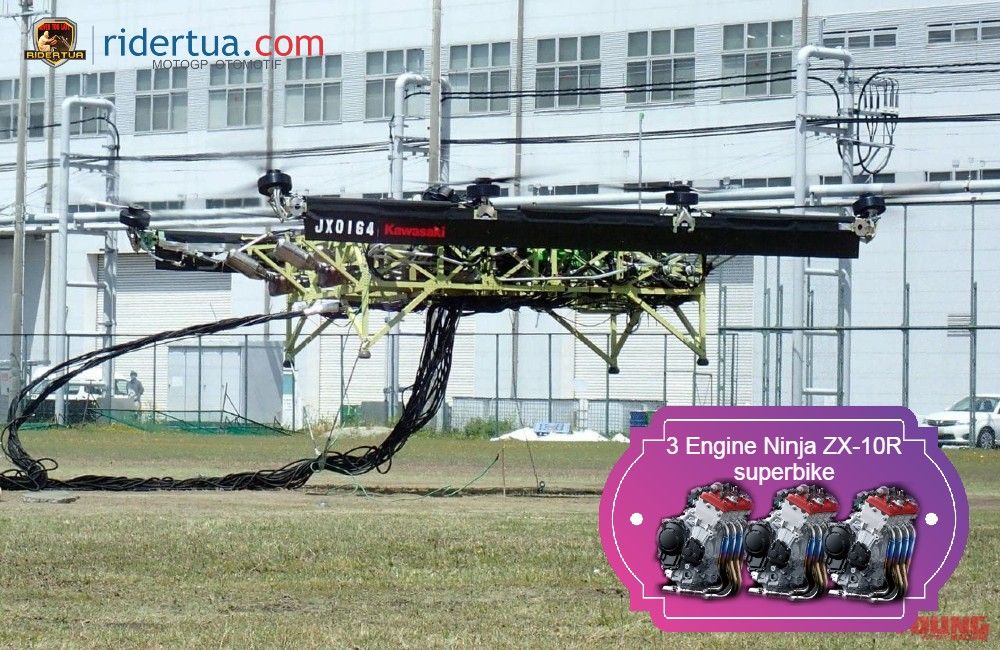 Wow, Kawasaki Ciptakan Drone dengan 3 Mesin Superbike Ninja ZX-10R, 600 Tenaga Kuda! 1 Drone Kawasaki Ninja ZX-10R superbike