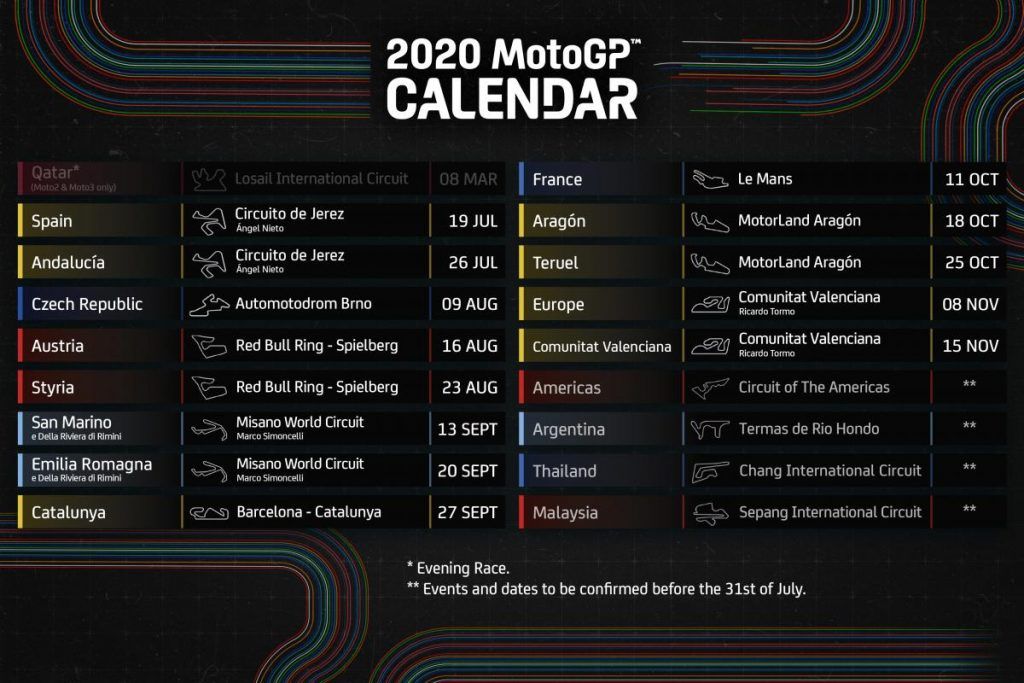 Update: Ini Jadwal Race - Kalender MotoGP 2020 Terbaru, Ada 13 Seri 2 Kalender Baru MotoGP 2020