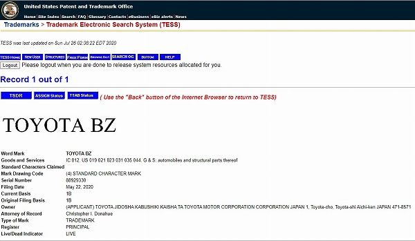 Toyota Masih Siapkan Mobil Baru, Kali Ini Berkode 'BZ' 1 Paten Toyota BZ