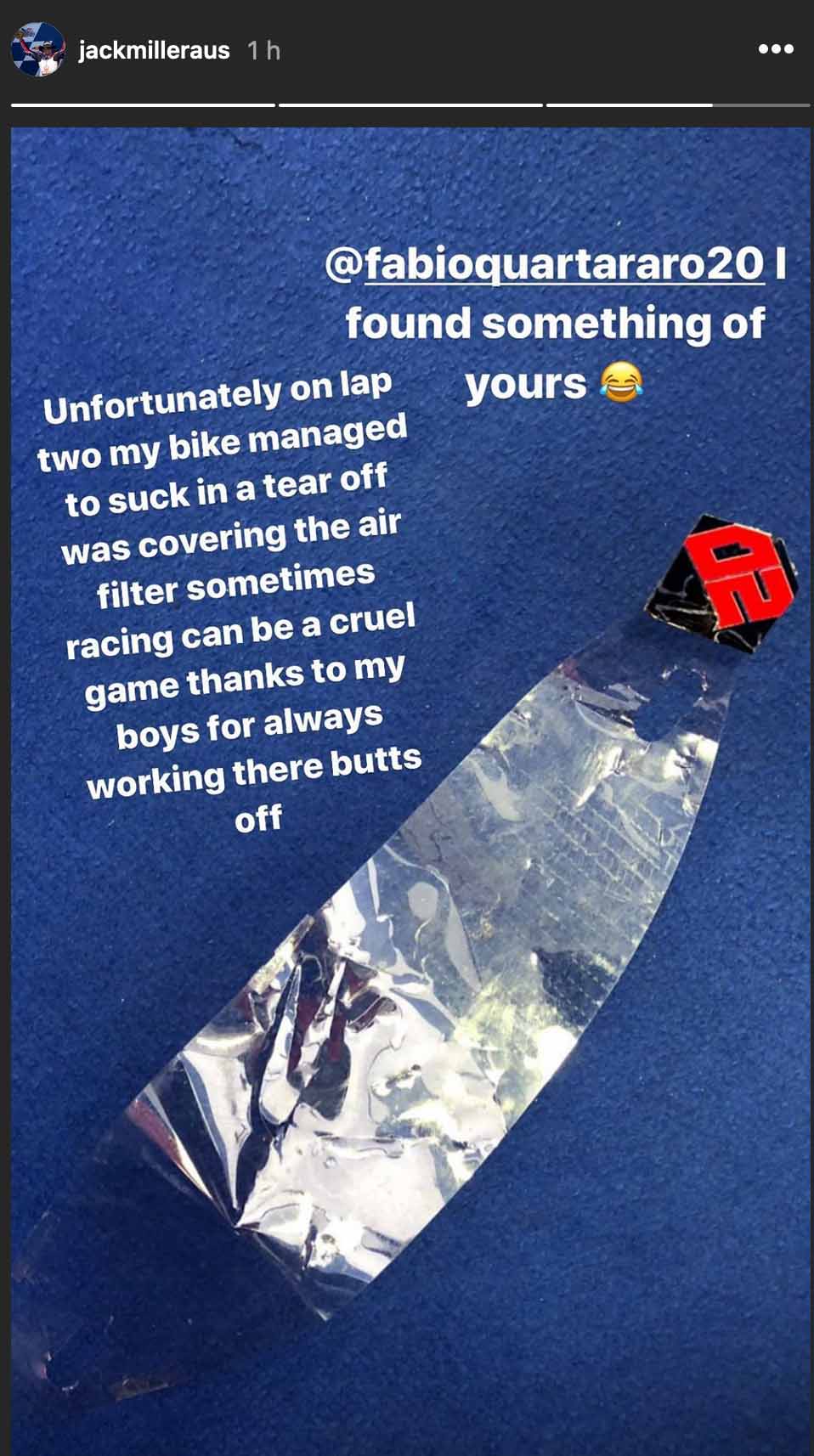 'Tear Off El Diablo' Laku 85 Juta, Racing Suit Rambo Quartararo? 2 miller tear off helm quartararo