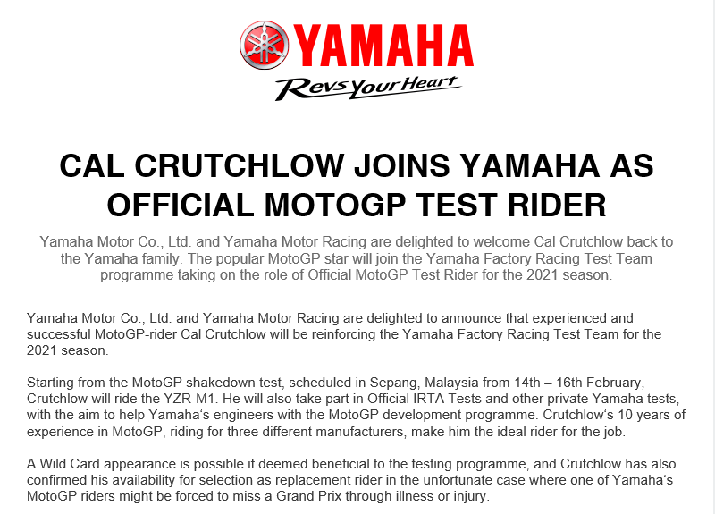 Resmi: Selamat Datang Crutchlow, Selamat Tinggal Lorenzo 2 Cal Crutchlow Yamaha