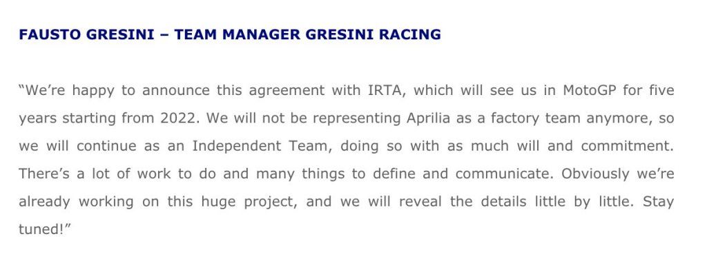 Gresini Bukan Lagi Tim Pabrikan Mulai 2022 1 Gresini Satelit