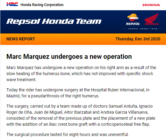 Breaking: Marquez Menjalani Operasi Humerus Ketiga di Madrid! 1 Operasui Marquez