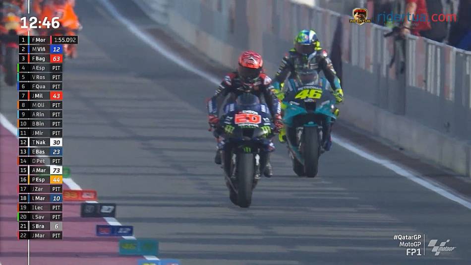 Hasil FP1 MotoGP Qatar-1: Morbidelli Tercepat, Aprilia Bahaya! 1 Rossi Quartararo FP1 Qatar