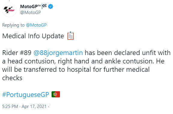 Jorge martin crash Portugal 1