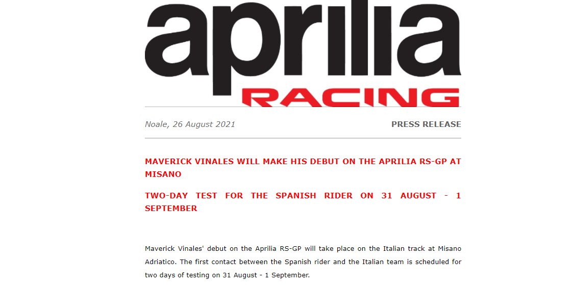 Resmi: 5 Hari Lagi Debut Vinales Geber Aprilia RS-GP 1 Vinales Resmi Tes Aprilia