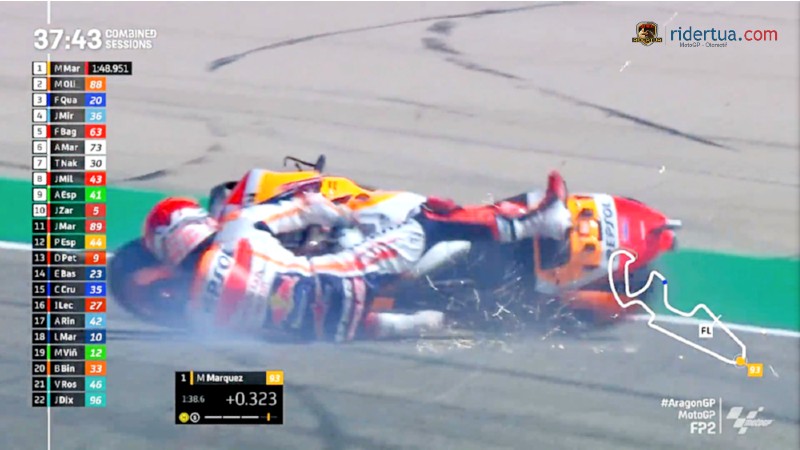 Marquez Heran: Manuver Ini 100 Kali Berhasil, Baru Kali Ini Crash! 1 Marc Marquez Crash 1