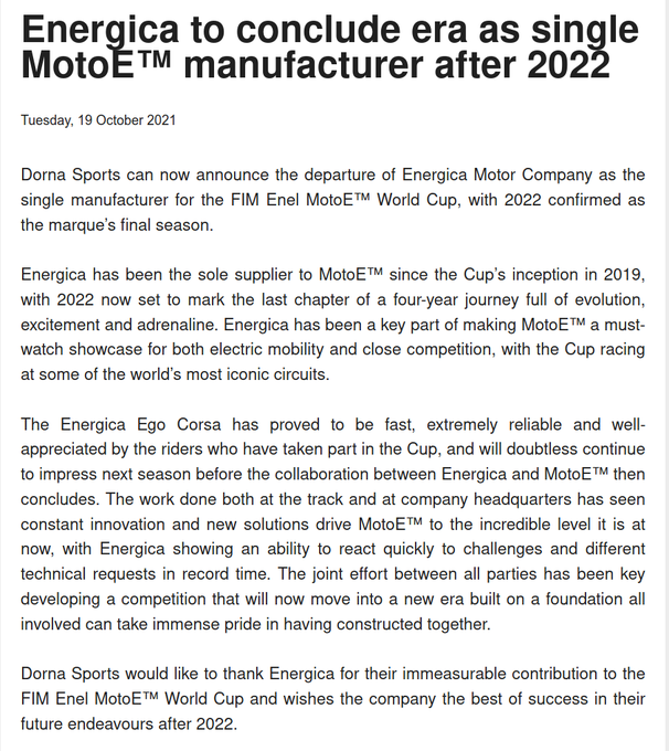 Resmi: Energica Stop Jadi Pemasok Motor MotoE Akhir 2022! 2 energica stop