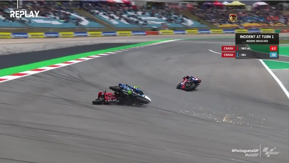Tanpa Diseruduk Miller, Joan Mir Tetap Jatuh di Tikungan Lain 1 Jack Miller Joan Mir Crash