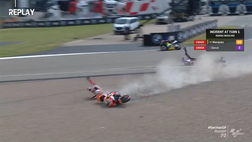 Marc Marquez Tidak Segera MINTA MAAF, Bos Zarco (Manajer Pramac) Marah 1 Marc Marquez crash Jerman