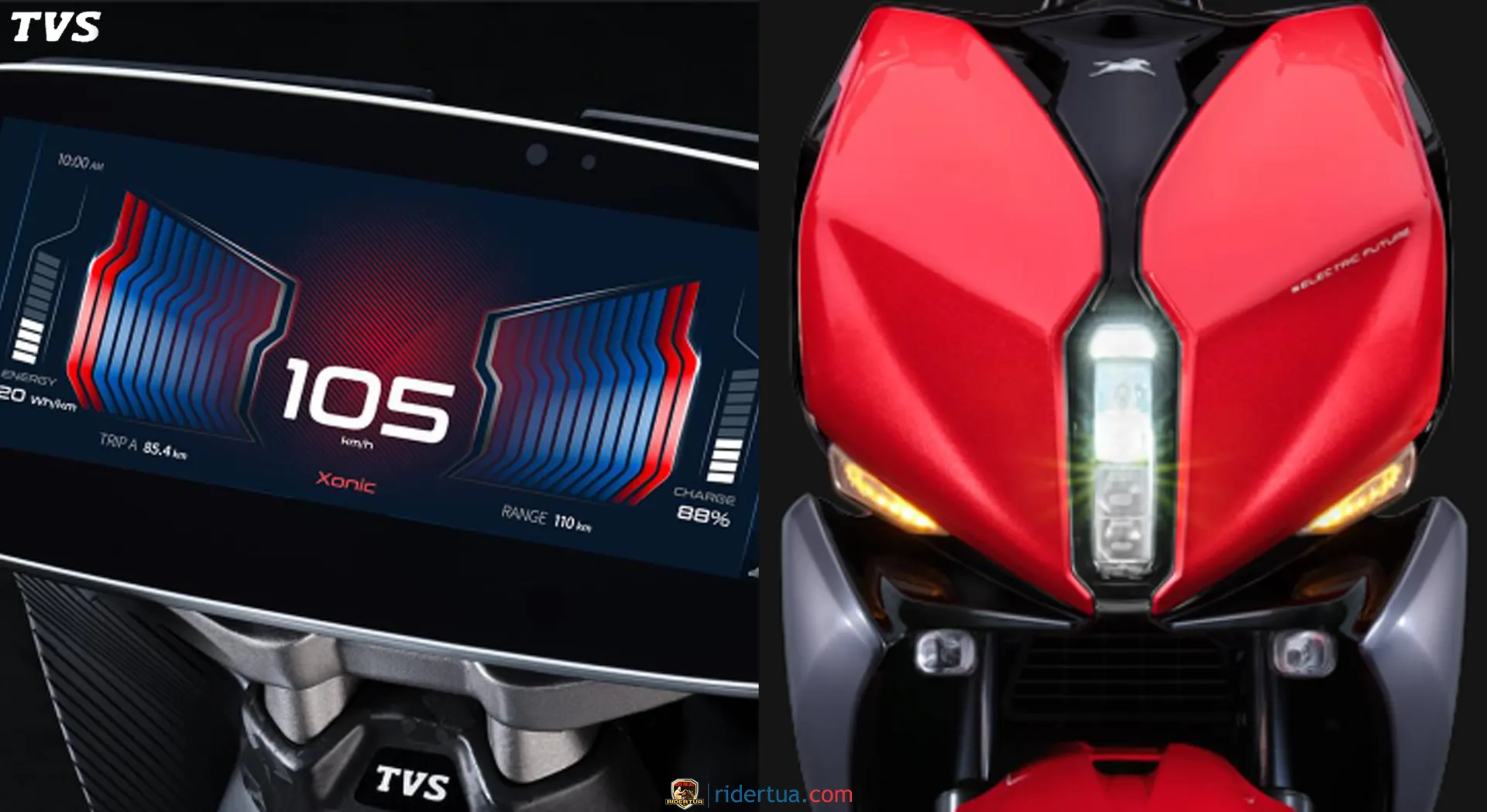 TVS X Headlight & Panel Instrument TVS Luncurkan Motor Listrik Baru, TVS X dengan Rangka Warna Biru!