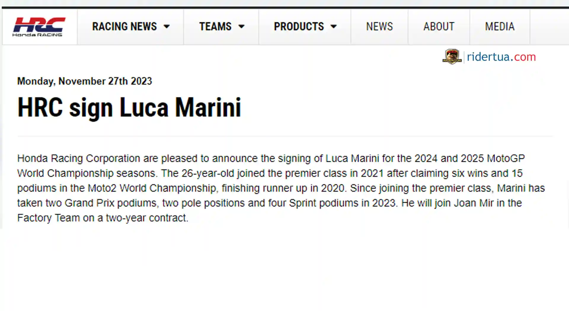 Resmi : Luca Marini Gabung Honda Selama 2 Musim 1 Luca Marini - HRC