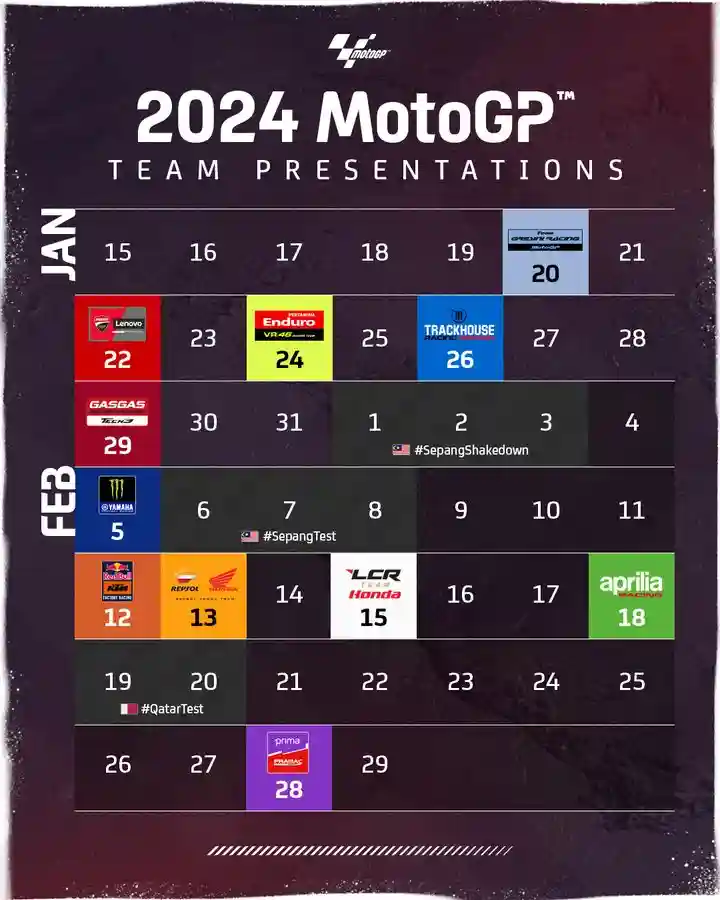Jadwal Peluncuran Tim MotoGP 2024 1 Jadwal Presentasi Tim MotoGP 2024