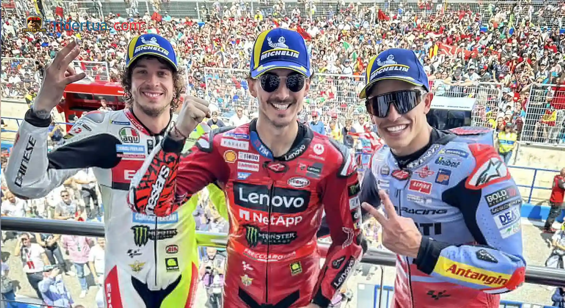 Marc Marquez, Dancing and Climbing Fences: Now I Know Ducati Bikes Better 1 Podium MotoGP Jerez 2024 - Pecco - Marc - Bezzecchi