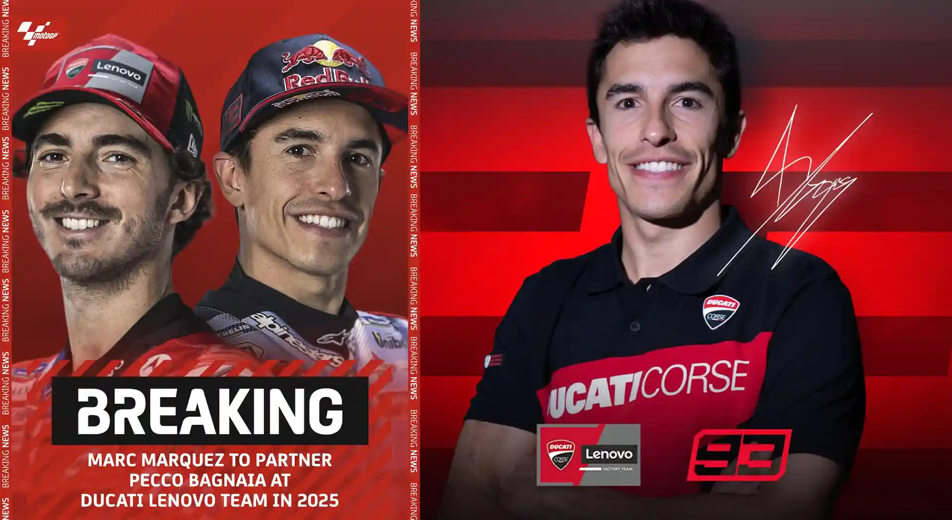 Pengamat : Bagnaia Harus Waspada Karena Marquez Selalu Mengacaukan Rekan Setimnya 1 Marc Marquez - Pecco Bagnaia -Lenovo Ducati