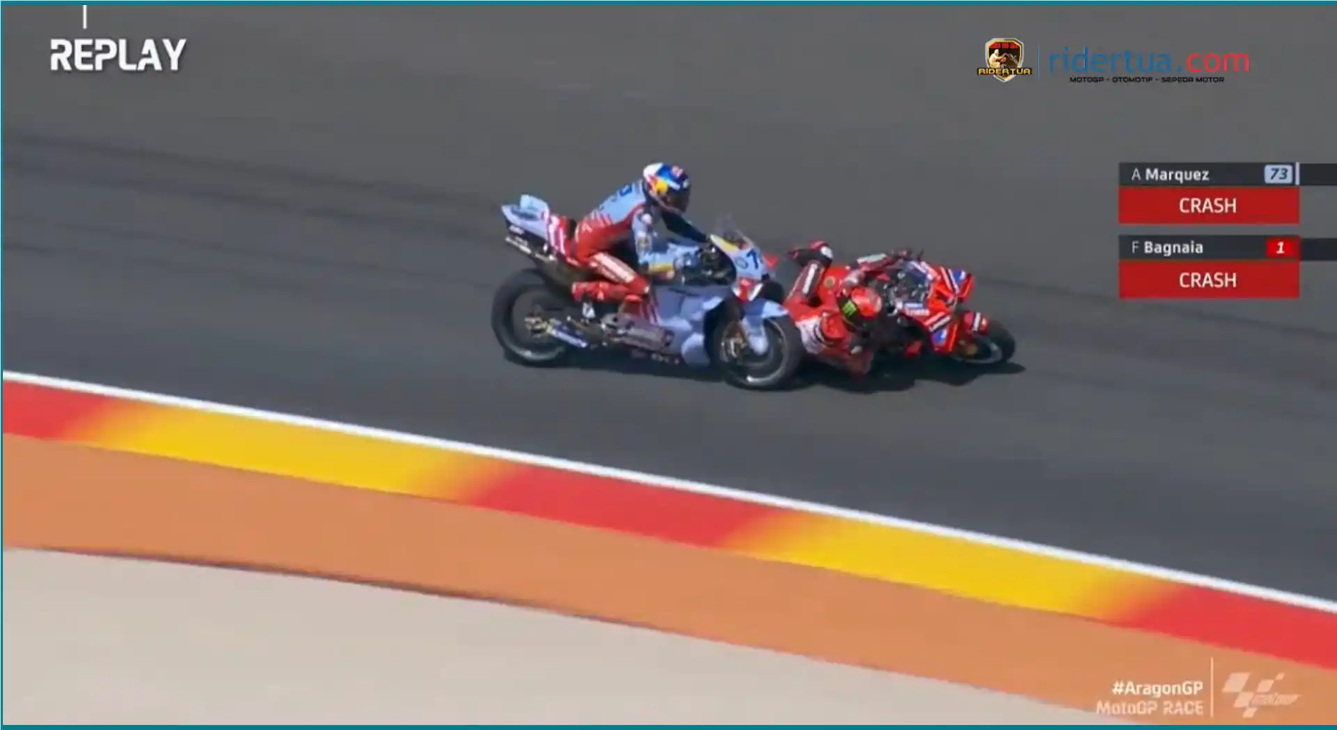 Kontroversi Tabrakan Alex Marquez dan Pecco Bagnaia di GP Aragon: Siapa yang Bersalah? 1 Insiden Pecco Bagnaia - Alex Marquez