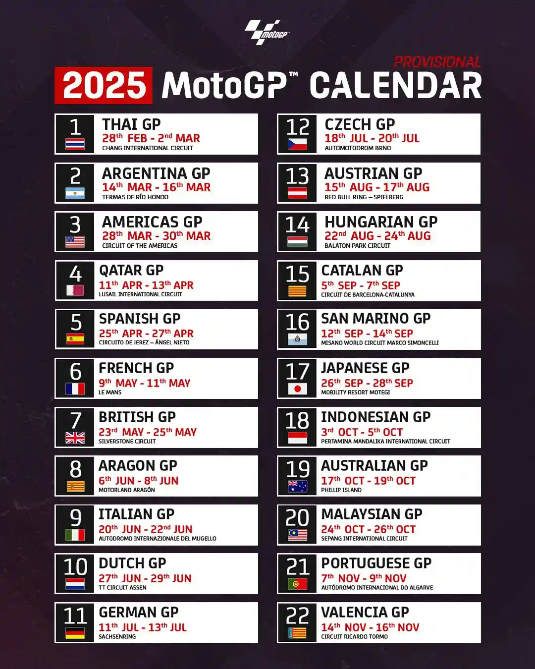 Putaran ke-15 Mandalika: Motor MotoGP Menderu di 'Pulau Seribu Masjid' 3 Kalender MotoGP 2025