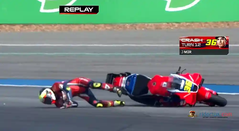 Luca Marini: Di Le Mans Ada Titik Pengereman Keras, Seharusnya Cocok dengan Karakter Motor Honda 3 Joan Mir - Crash