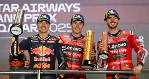 Podium MotoGP Qatar 2025 - Maverick Vinales - Marc Marquez - Pecco Bagnaia