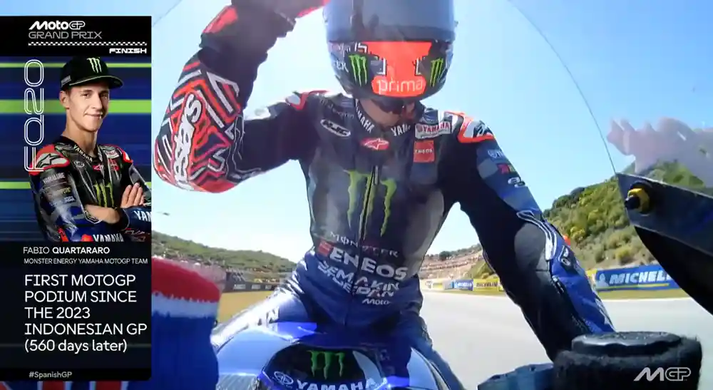 Hasil MotoGP Spanyol 2025 : Alex Marquez Menang 2 Podium Quartararo (Yamaha) sejak 2023 - 560 hari