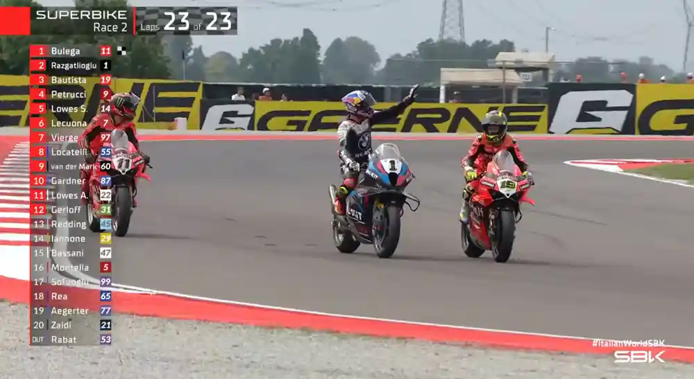 Hasil Race 2 WSBK Italia 2025: Lagi-lagi Bulega-Toprak-Bautista 1 Hasil Race 2 WSBK Italia 2025
